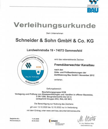 Zertifikat Fremdübewachter Kanalbau