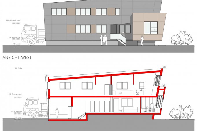 2022_05_24_Kundencenter, Ansicht West und Schnitt