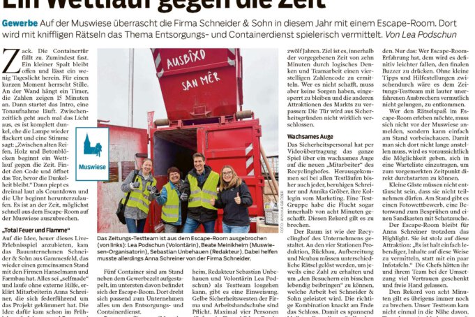 Zeitungsartikel - Ein Wettlauf gegen die Zeit